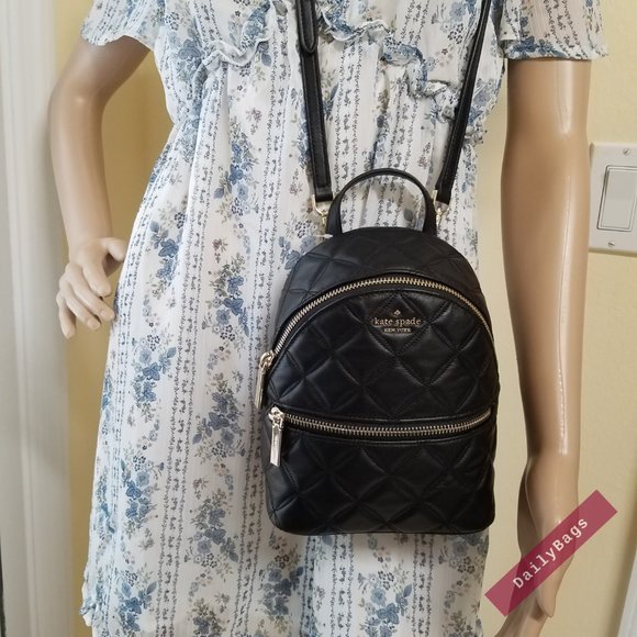 BLACK MINI CONVERTIBLE BACKPACK KATE SPADE LEATHER - Picture 9 of 15